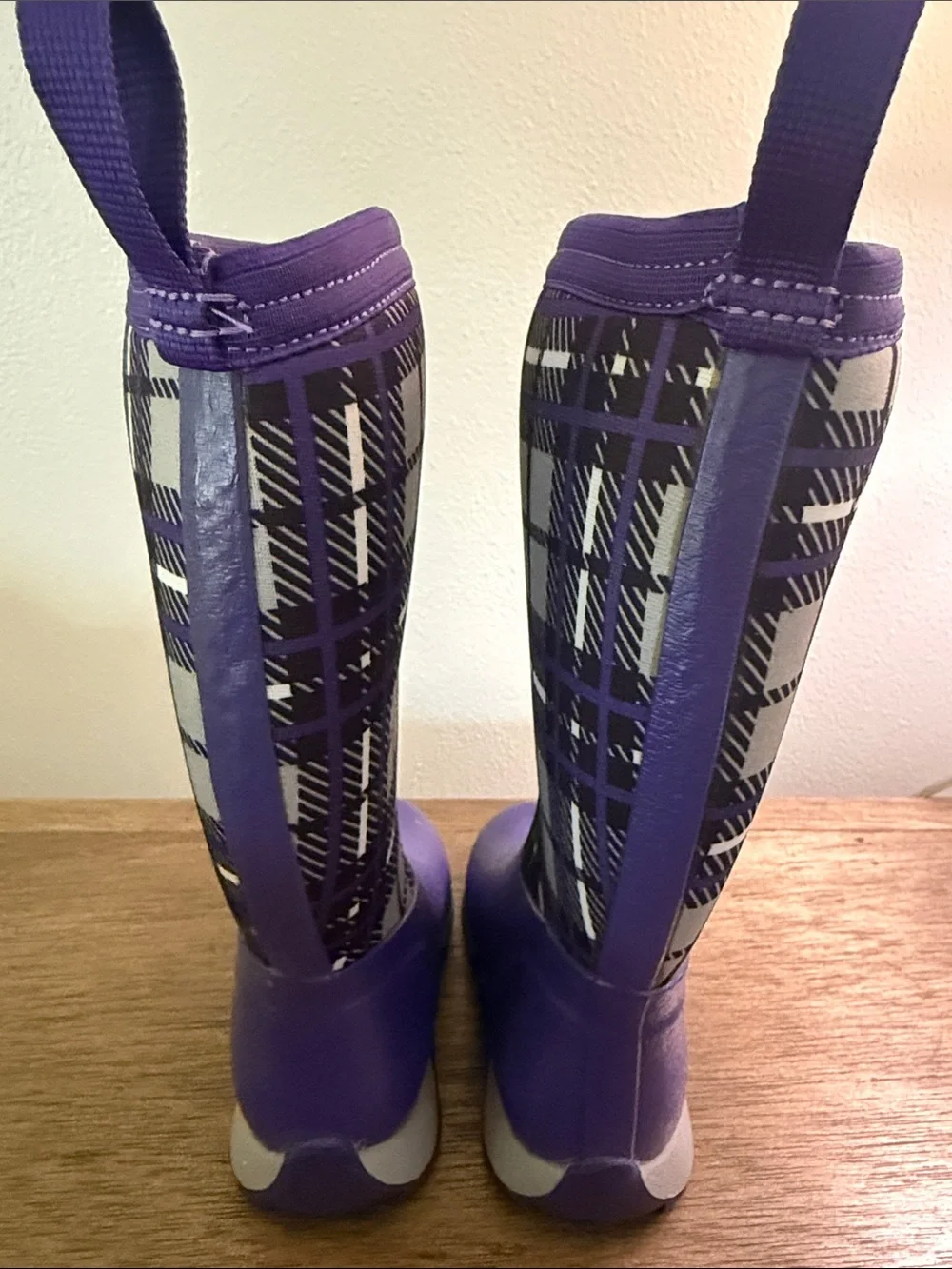 The Original Muck Boot Company Kids' Purple Plaid Rain Boots